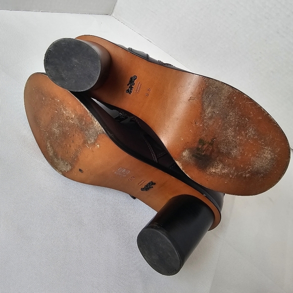 Coach Moto Tea Rose Leather Booties Oxblood Block Heel Ankle Boots Size 6.5 - Picture 9 of 16